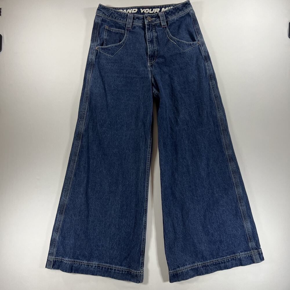 A LAB Digital Jeans Womens Size 8 Blue Denim Wide Leg Baggy Y2K Digital 32"